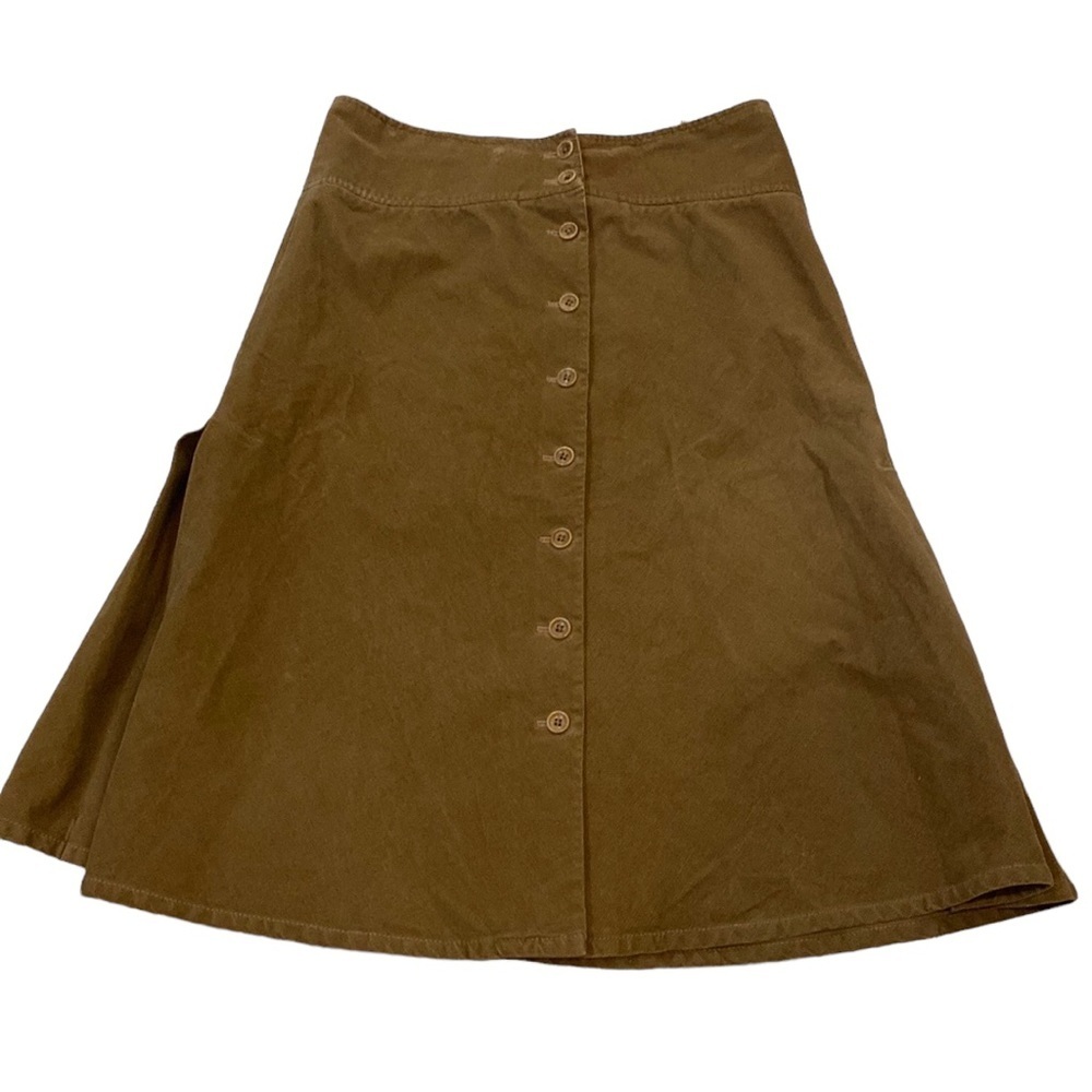 DKNY Skirt Brown Buttons Down Midi Size 10 Professionally Dry Clean Pledge Sides
